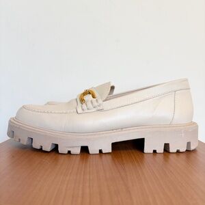 Zara Horse Bit Cream Chunky Soft Academia Loafers with Gold Accent - size 40